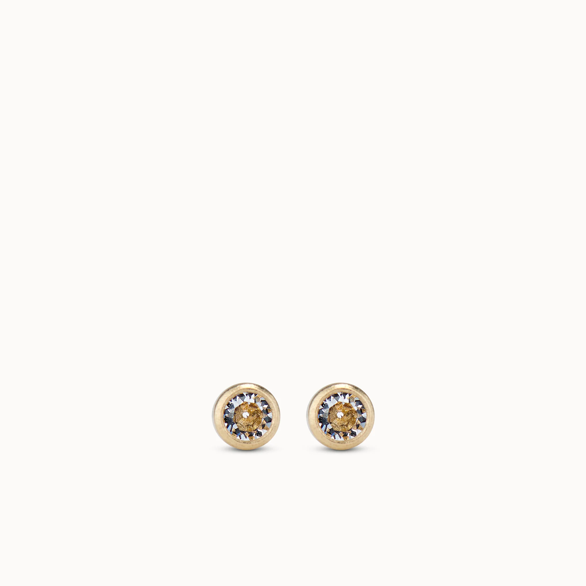 14k Bezel Set Crystal Studs - 3mm