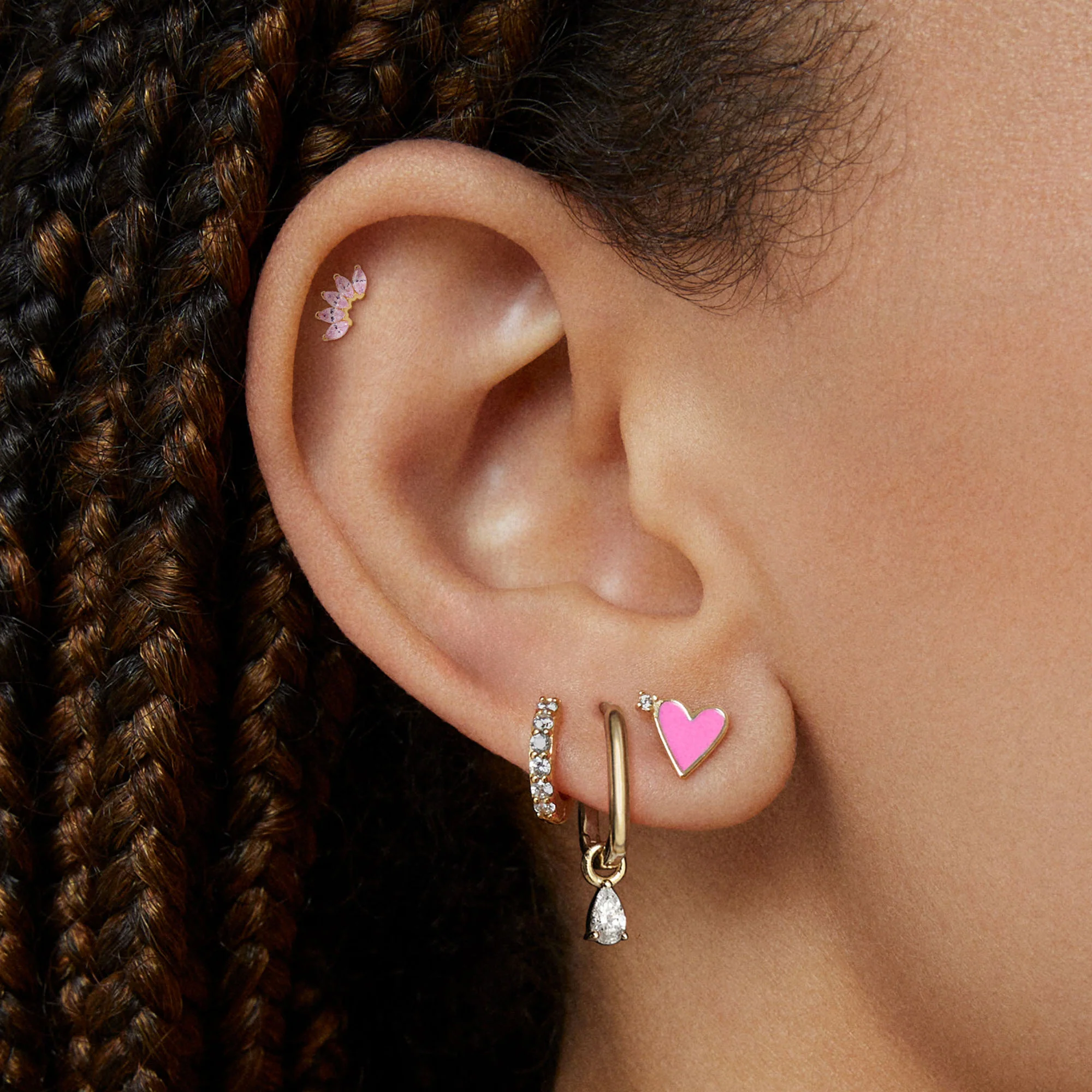 14k Arch Marquis Flat Back Stud - Image 5