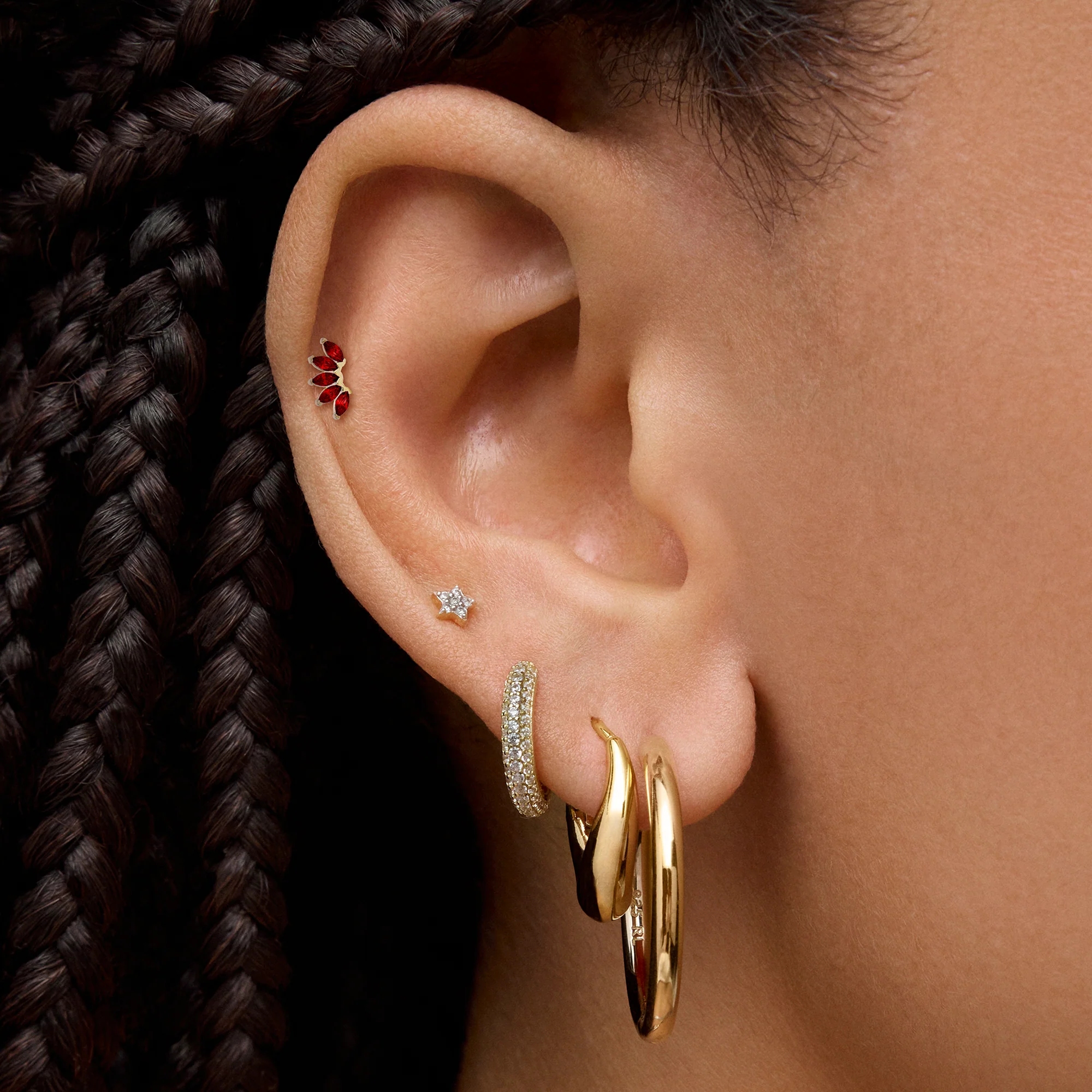 14k Arch Marquis Flat Back Stud - Image 7