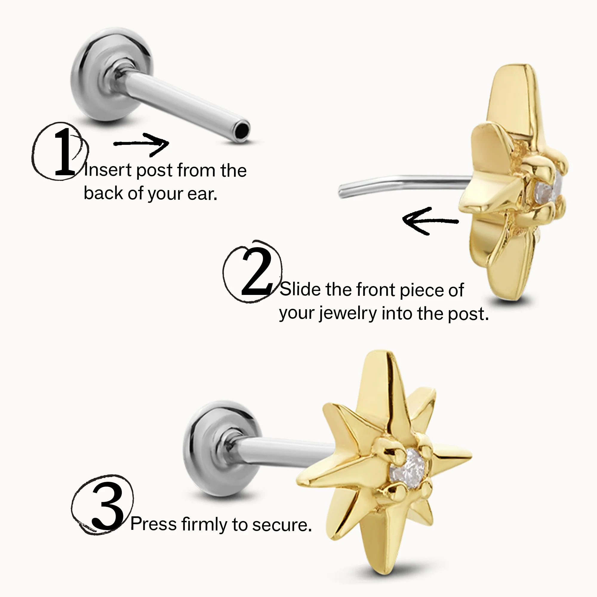 14k Arch Marquis Flat Back Stud - Image 9