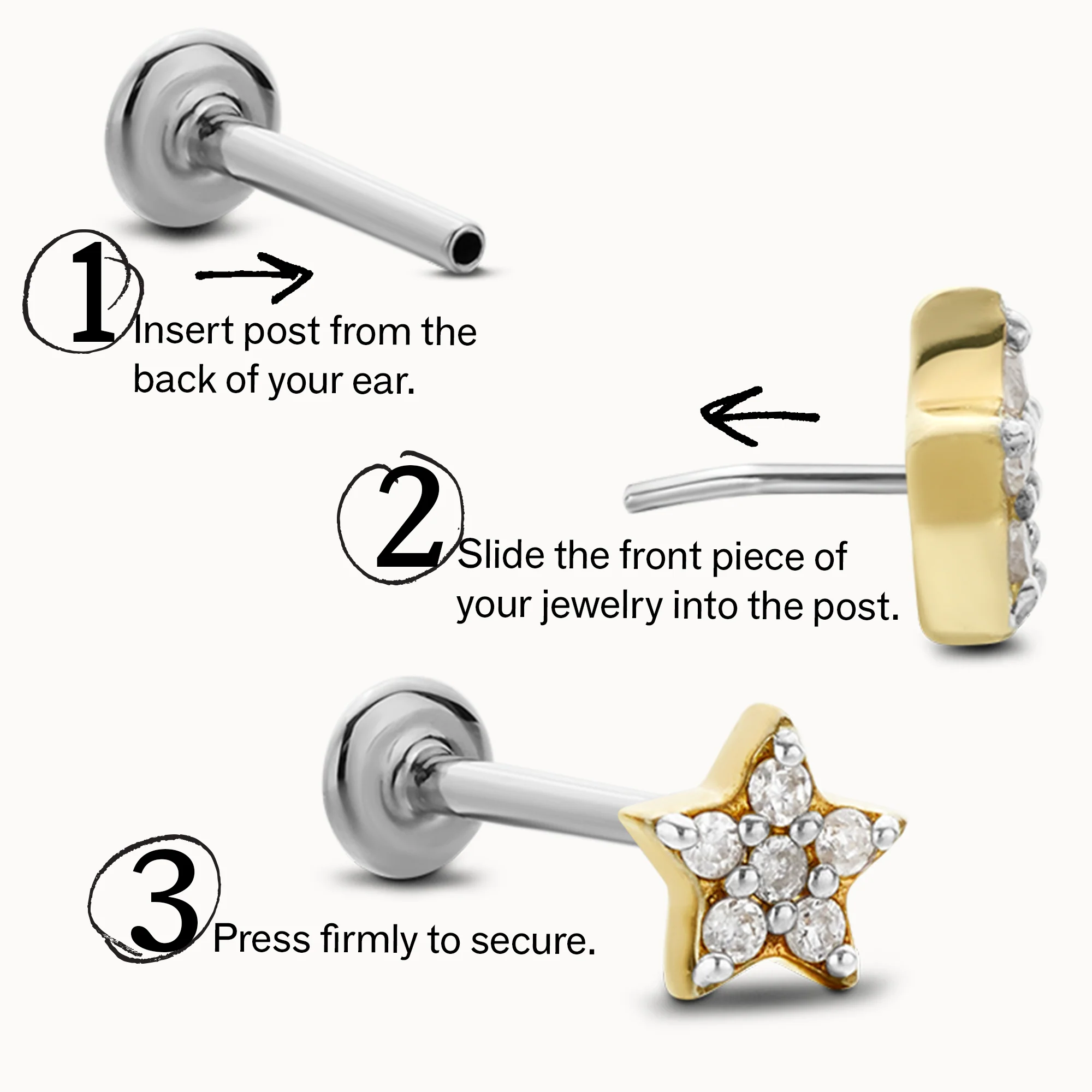 14k Flat Back Starburst Diamond Stud - Image 9