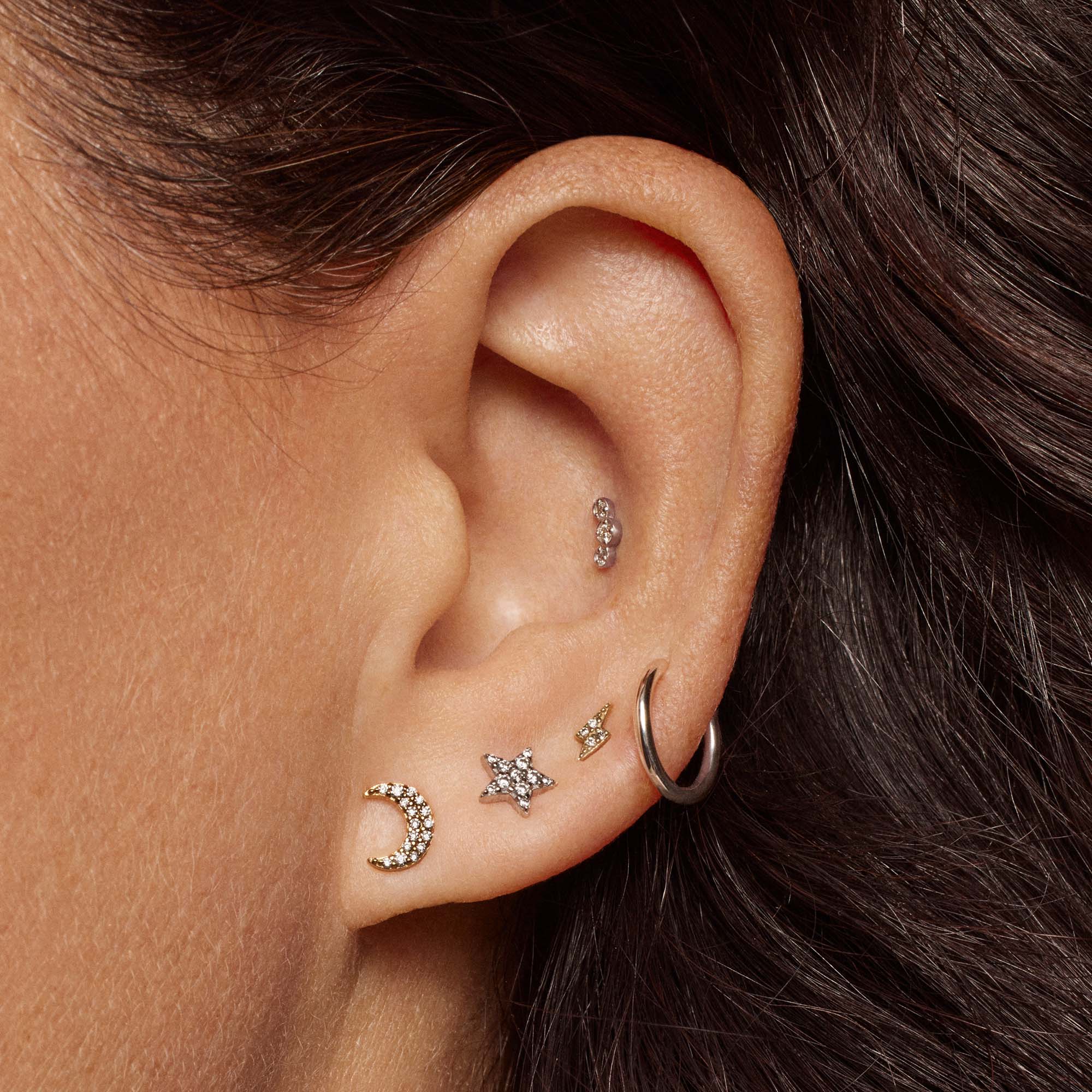 14k Gold Trinity CZ Flat Back Stud - Image 5