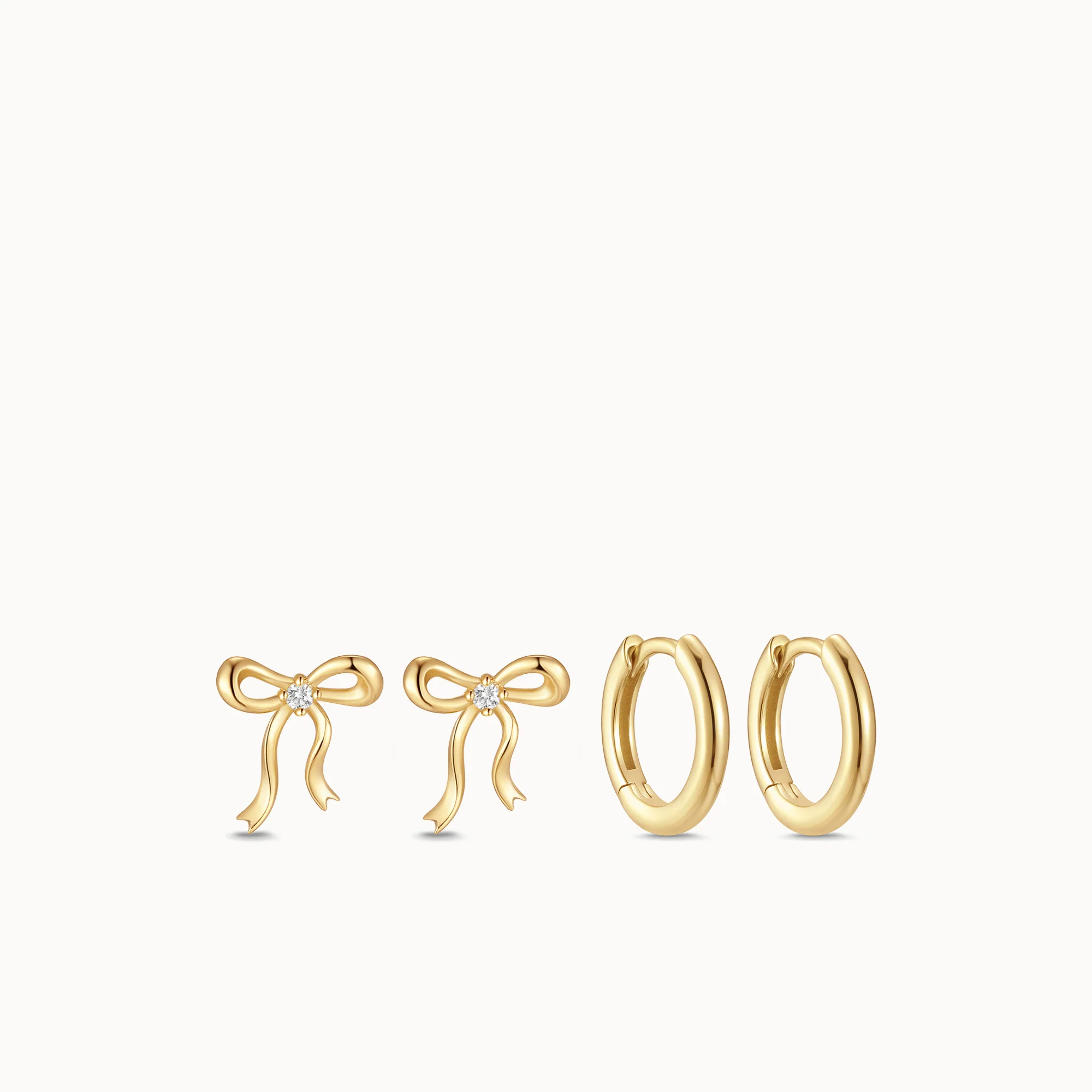 Bow Studs & Huggies Set