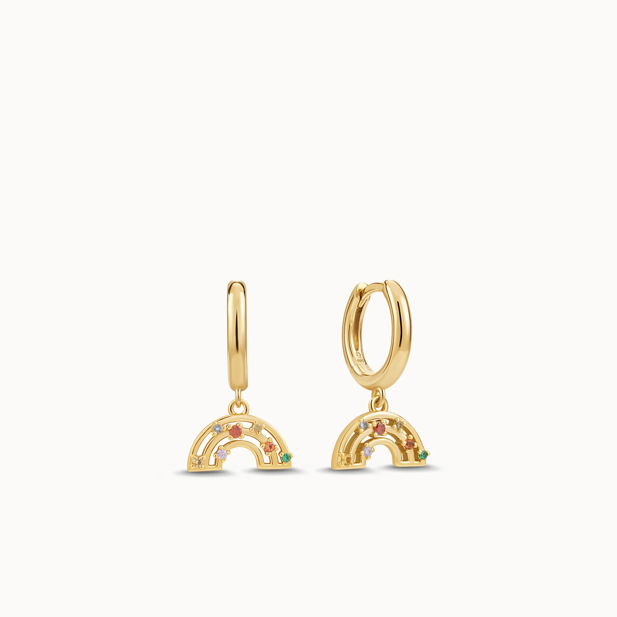 Rainbow CZ Charm Hoops
