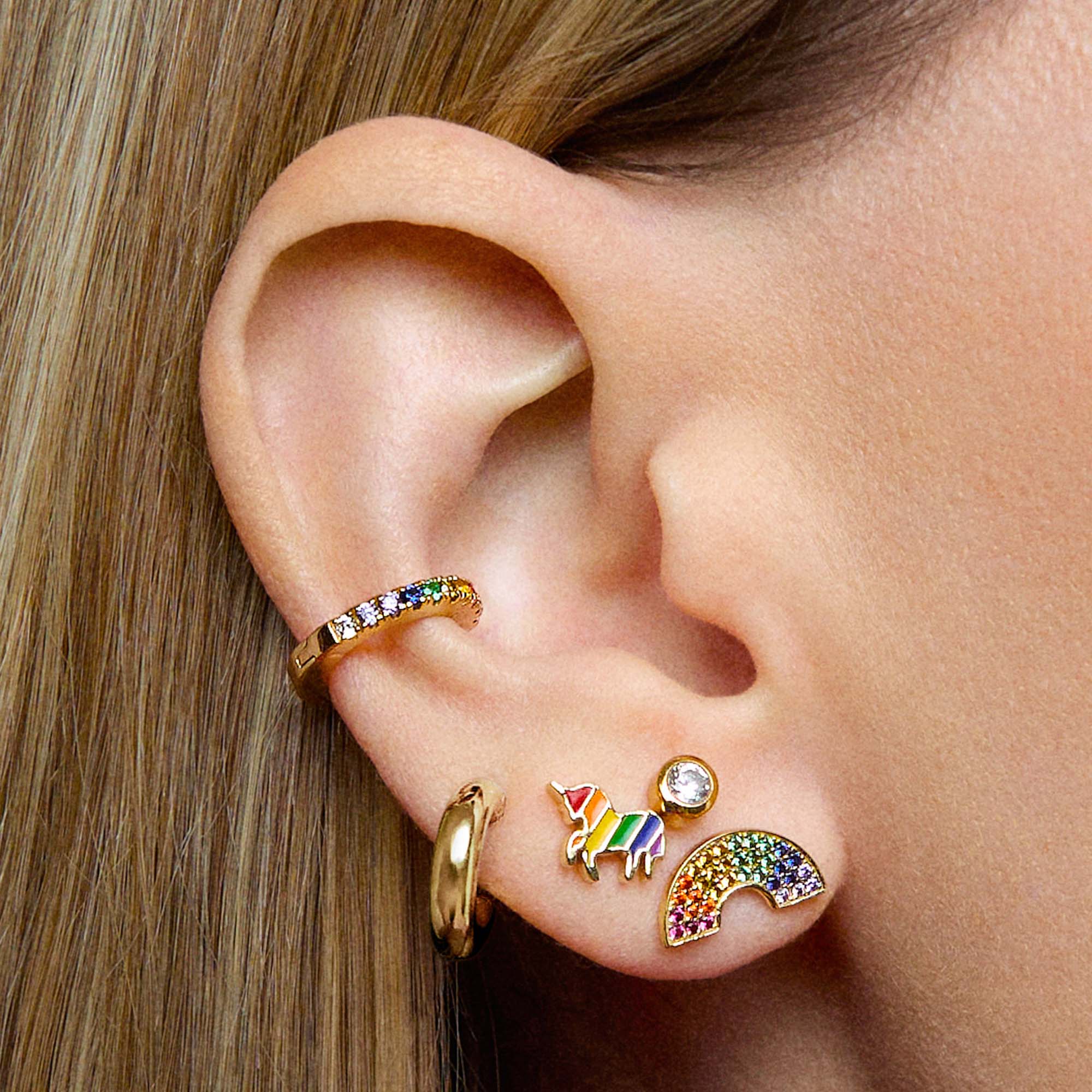 Rainbow CZ Hinged Ear Cuff - Image 2